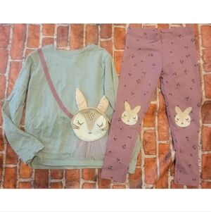 Next Direct Girls Bunny Set Sz 6/7 6 7 Nwot Shirt Has Purse Attached
